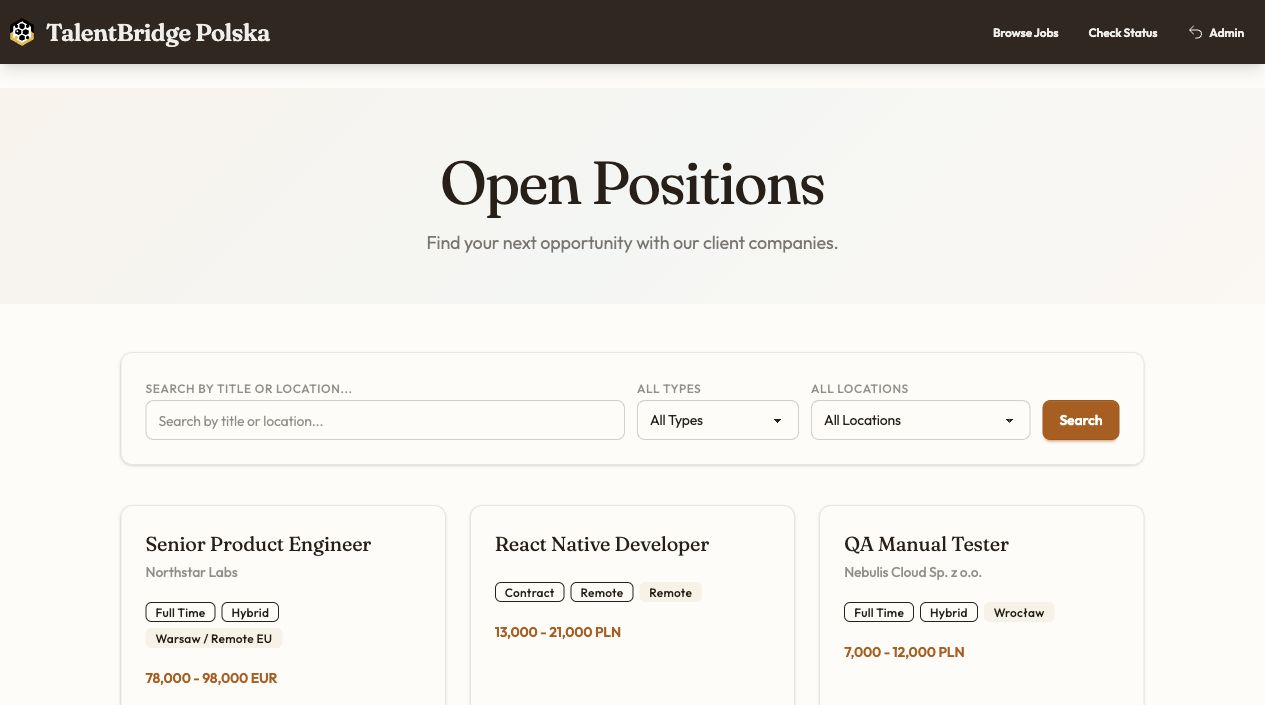 Candidate-facing portal screenshot