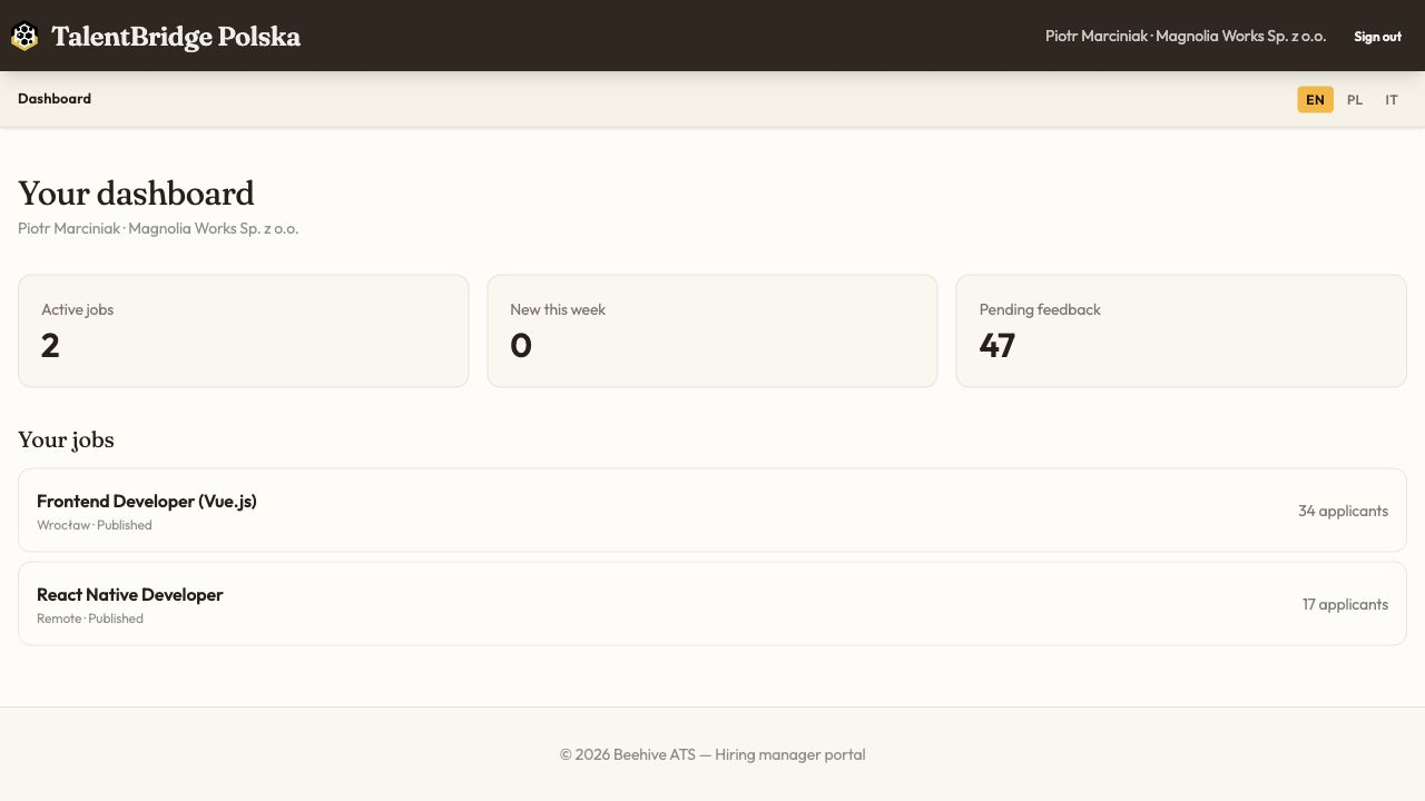 Client review portal screenshot